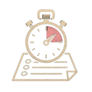 Risograph illustration: a stopwatch over a notepad, timing the observed process